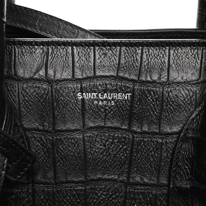 Saint Laurent Calfskin Crocodile Embossed Small Sac de Jour Black 9 of 13