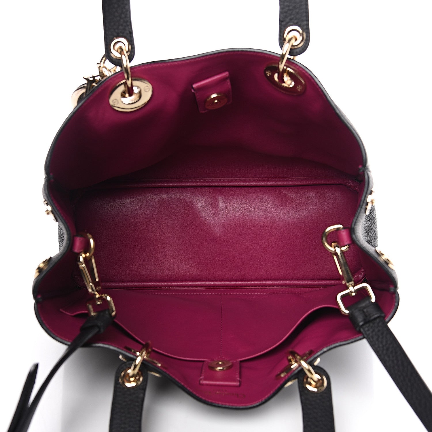 Christian Dior Bullcalf Medium Diorissimo Tote Black Rose Indien 4 of 10