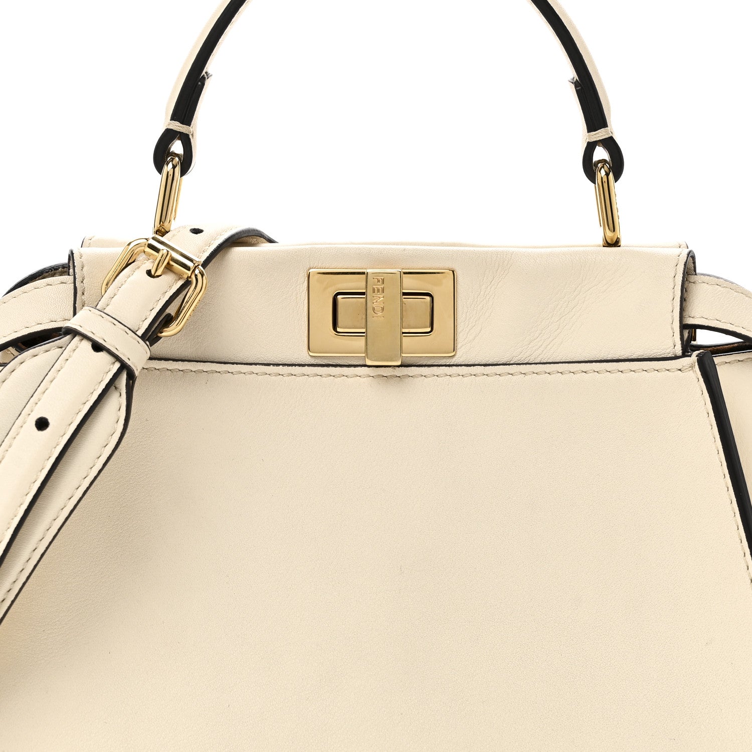 Fendi Vitello Seta Suede FF Mini Peekaboo Iconic Satchel  Uovo Sigaro Marrone 8 of 10