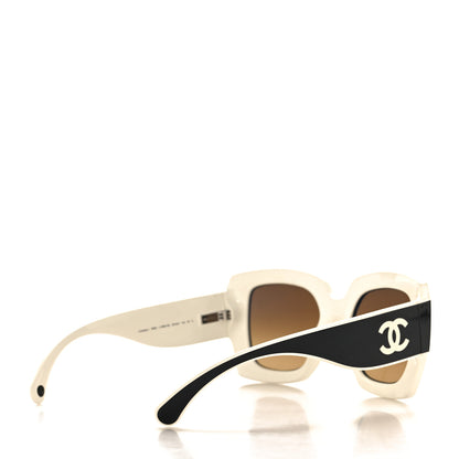 Chanel Acetate Square Sunglasses 6059 Black White 4 of 7