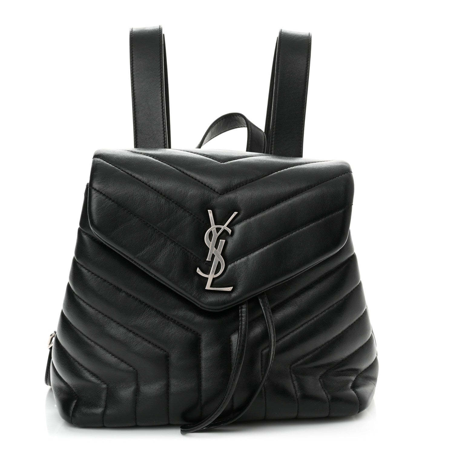 Saint Laurent Calfskin Y Quilted Monogram Small Loulou Backpack Black 1 of 11