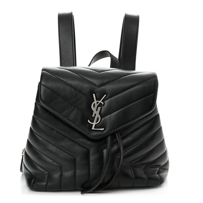 Saint Laurent Calfskin Y Quilted Monogram Small Loulou Backpack Black 1 of 11