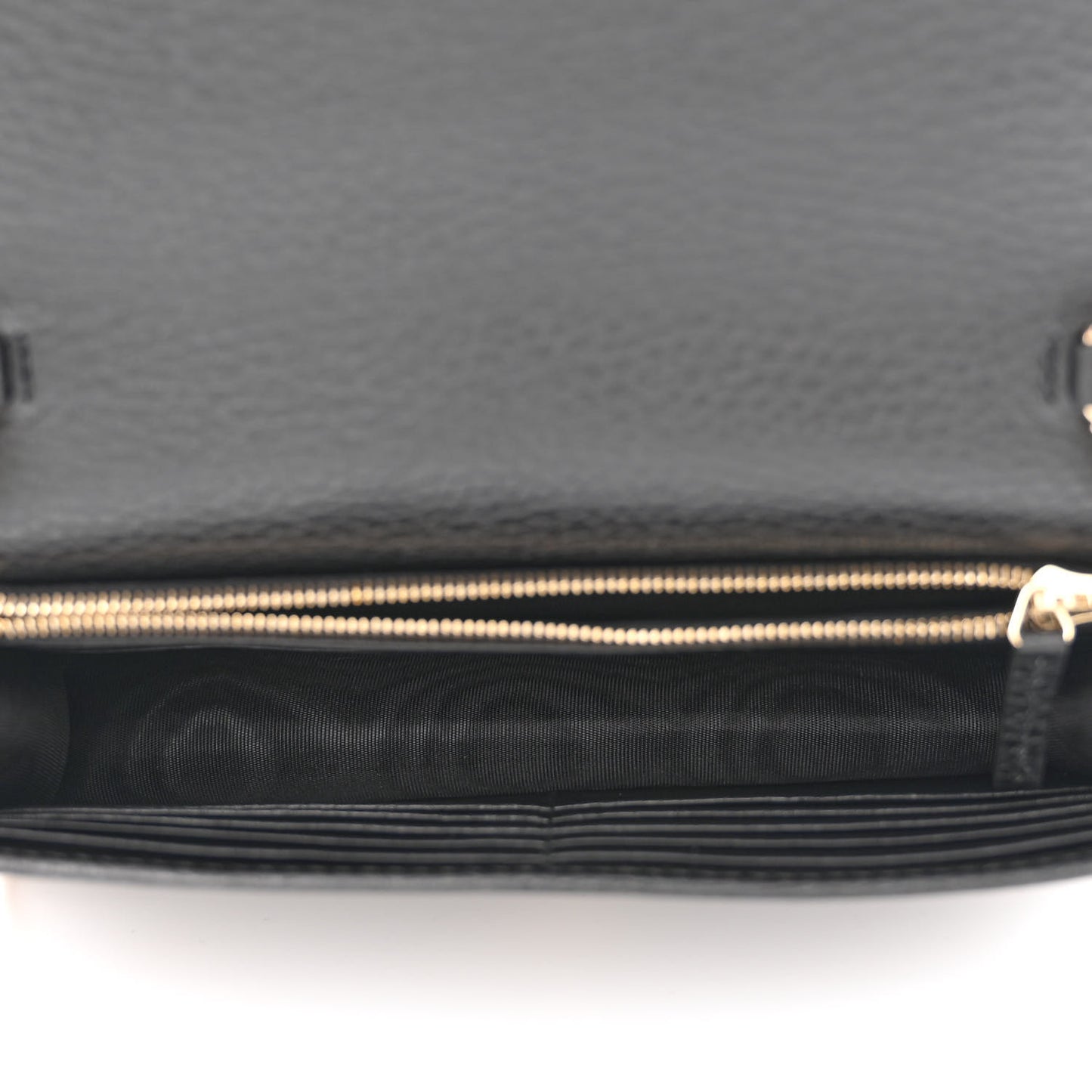 Dollar Calfskin Interlocking G Chain Wallet Black