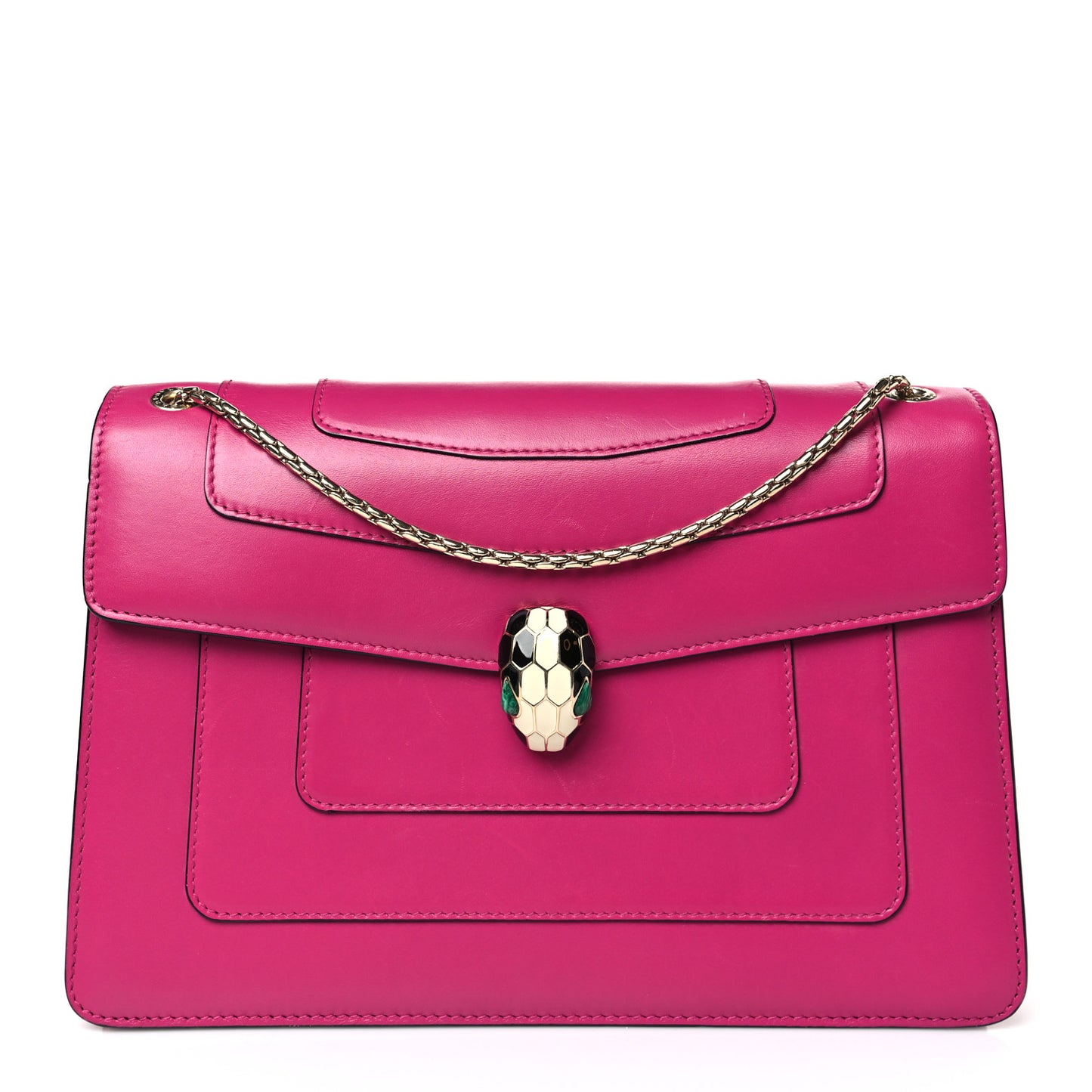 Calfskin Serpenti Forever Snake Strap Crossbody Bag Pink