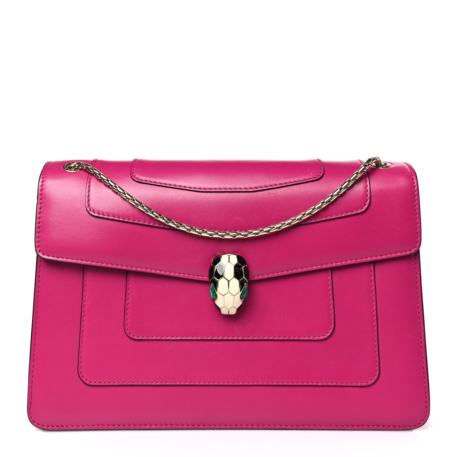 Bulgari Calfskin Serpenti Forever Snake Strap Crossbody Bag Pink 1 of 8