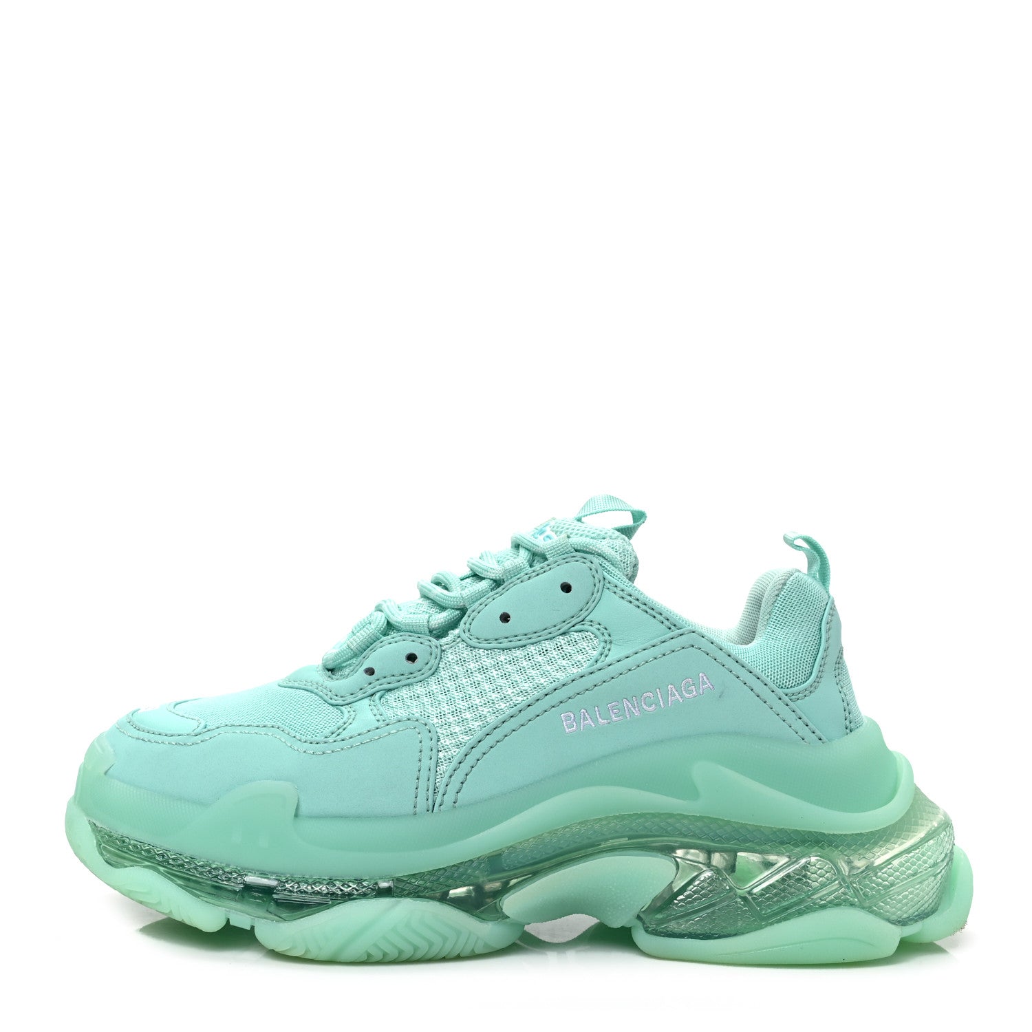 Balenciaga Fabric Mesh Clear Sole Womens Triple S Sneakers 39 Mint 1 of 6