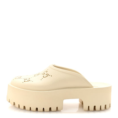 Gucci Rubber Monogram GG Go Through Platform Slide Clogs 37 Mystic White 1 of 10