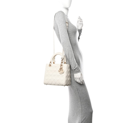 Christian Dior Lambskin Cannage Medium Lady Dior White 2 of 11