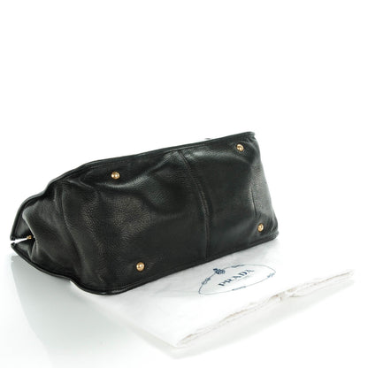 Prada Deerskin Zipper Detail Tote Black 4 of 8