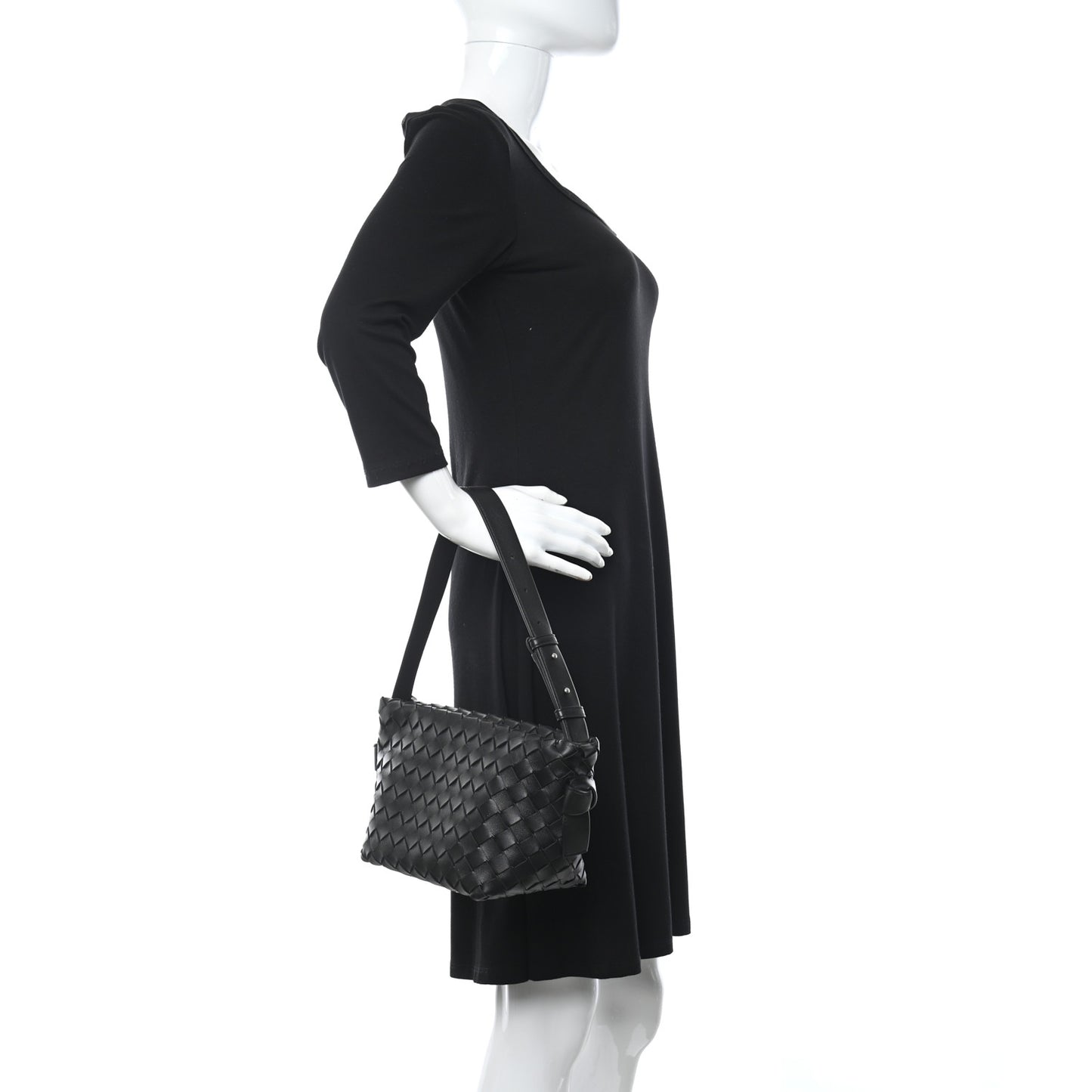 Nappa Intrecciato Tie Shoulder Bag Black