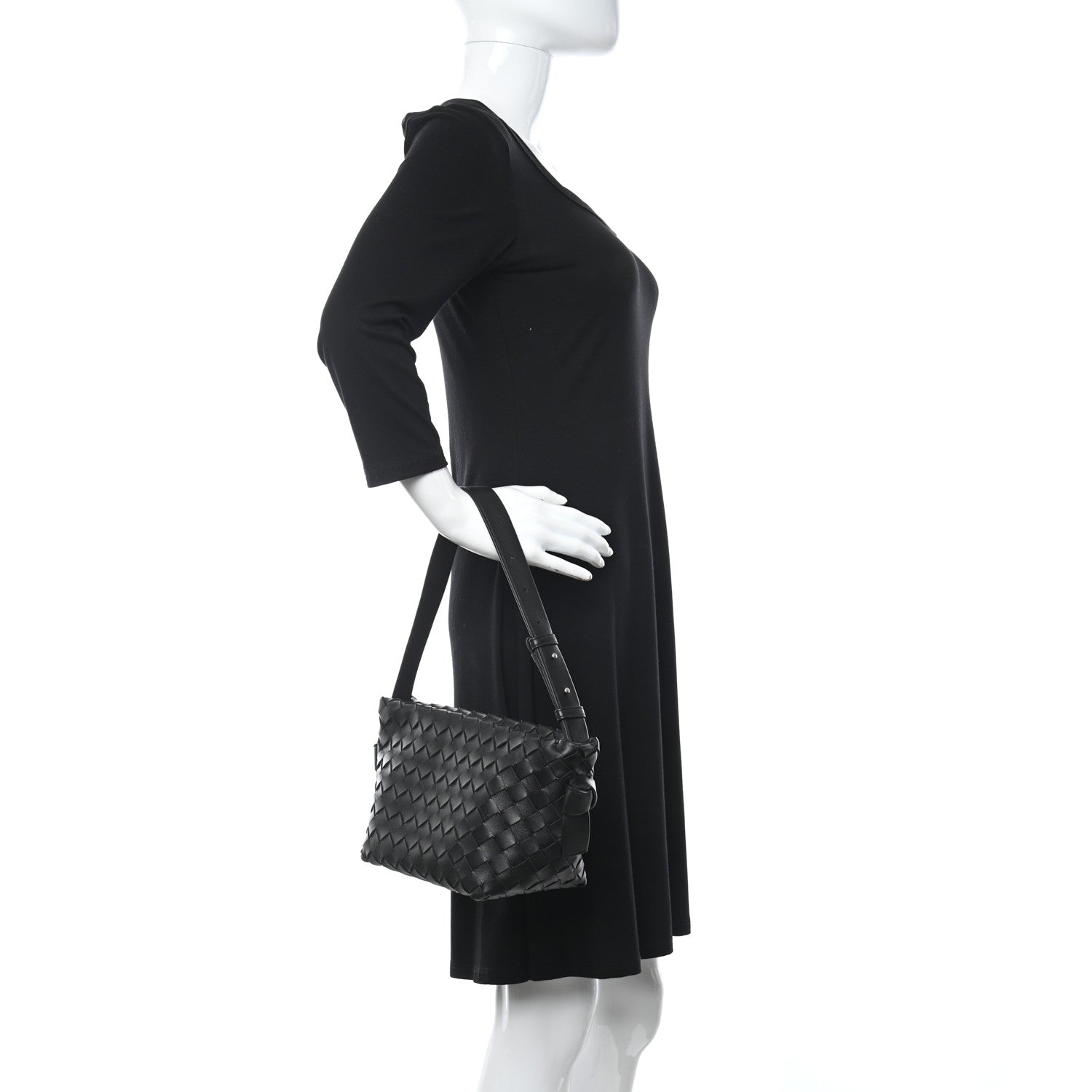 Bottega Veneta Nappa Intrecciato Tie Shoulder Bag Black 2 of 8