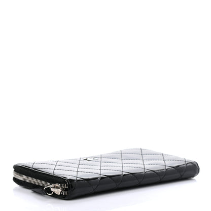 Chanel Patent Quilted Zip Around Wallet Black 4 of 8