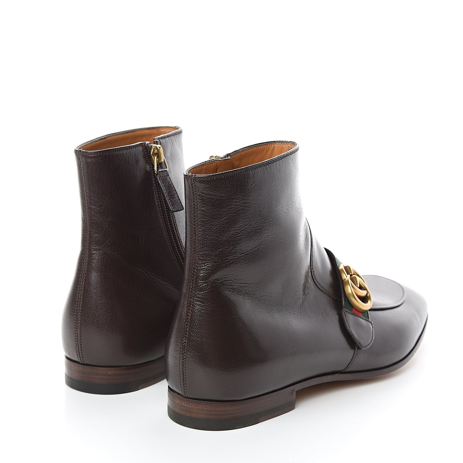 Gucci Goatskin Web Mens GG Ankle Boots 8.5 Cocoa 4 of 9