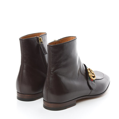 Gucci Goatskin Web Mens GG Ankle Boots 8.5 Cocoa 4 of 9