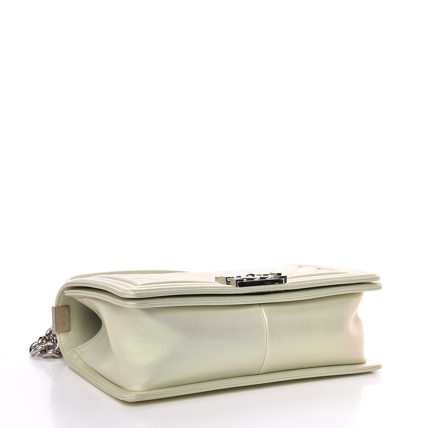 Chanel Iridescent Lambskin Chevron Quilted Medium Boy Flap Green 4 of 11