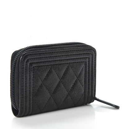 Chanel Caviar Quilted Boy Zip Around Coin Purse Wallet Black 3 of 8