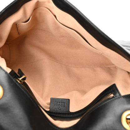 Gucci Calfskin Matelasse Medium GG Marmont Shoulder Bag Black 5 of 10