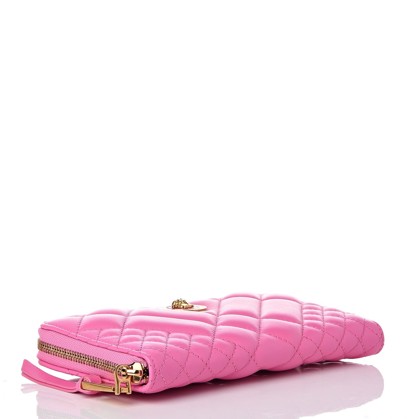 Nappa Quilted Icon Zip Around Wallet Pink