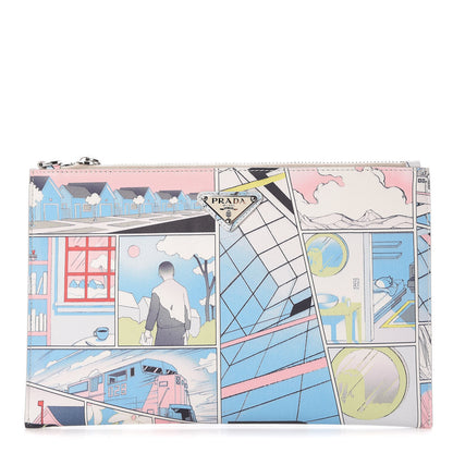 Prada X JAMES JEAN Vitello Comics Clutch Azzurro 1 of 7