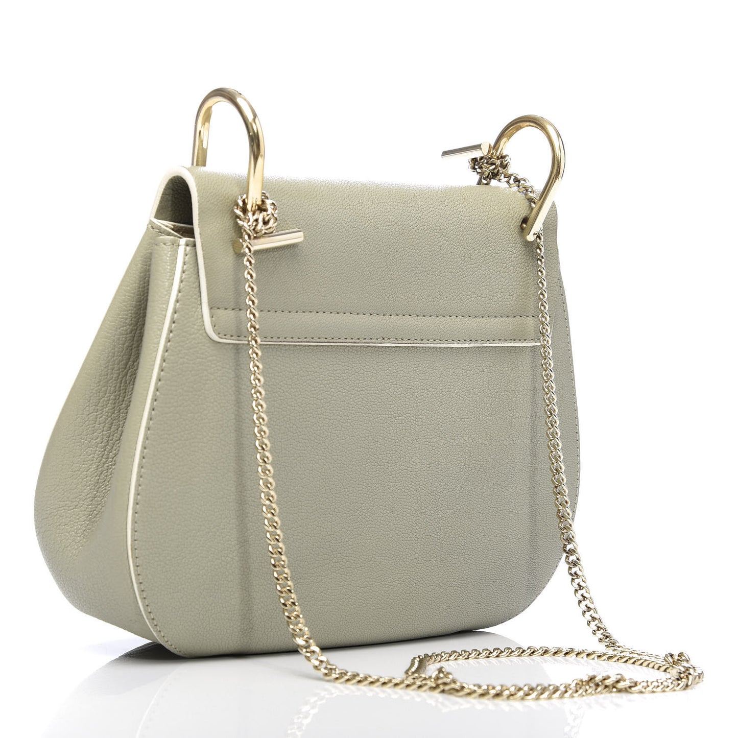Goatskin Calfskin Bi-Color Drew Shoulder Bag Sage