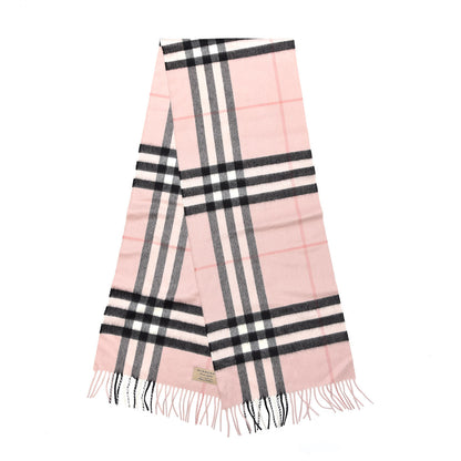 Burberry Cashmere Giant Check Icon Stripe Fringe Scarf Ash Rose 3 of 6