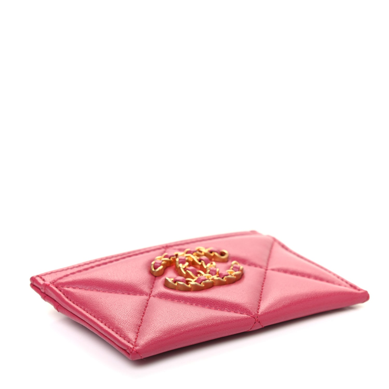 Chanel Lambskin Quilted Chanel 19 Card Holder Dark Pink 4 of 8