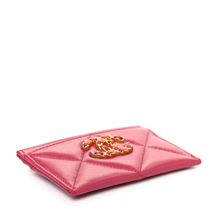 Chanel Lambskin Quilted Chanel 19 Card Holder Dark Pink 4 of 8