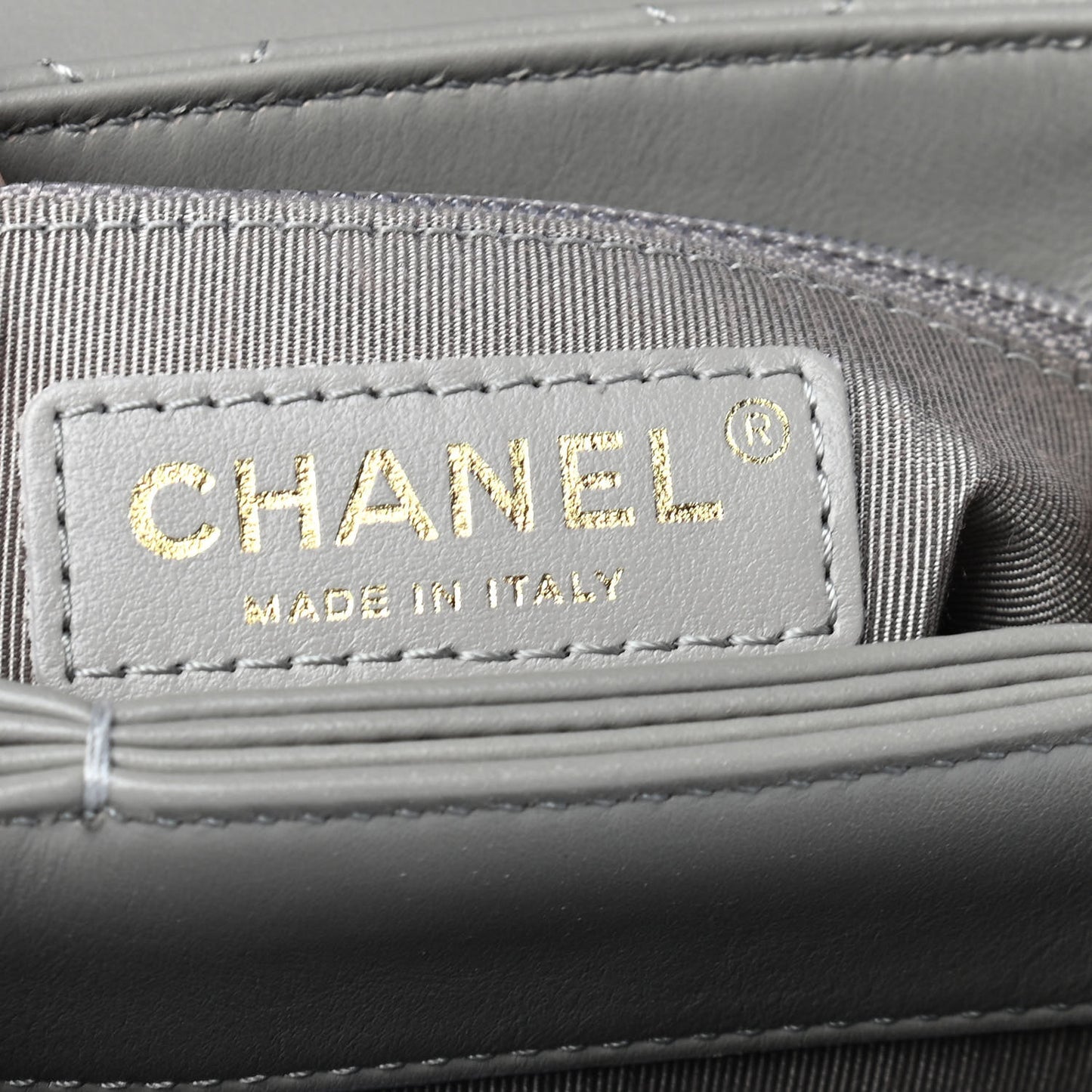 Calfskin Quilted Small Double Pocket Top Handle Flap Grey
