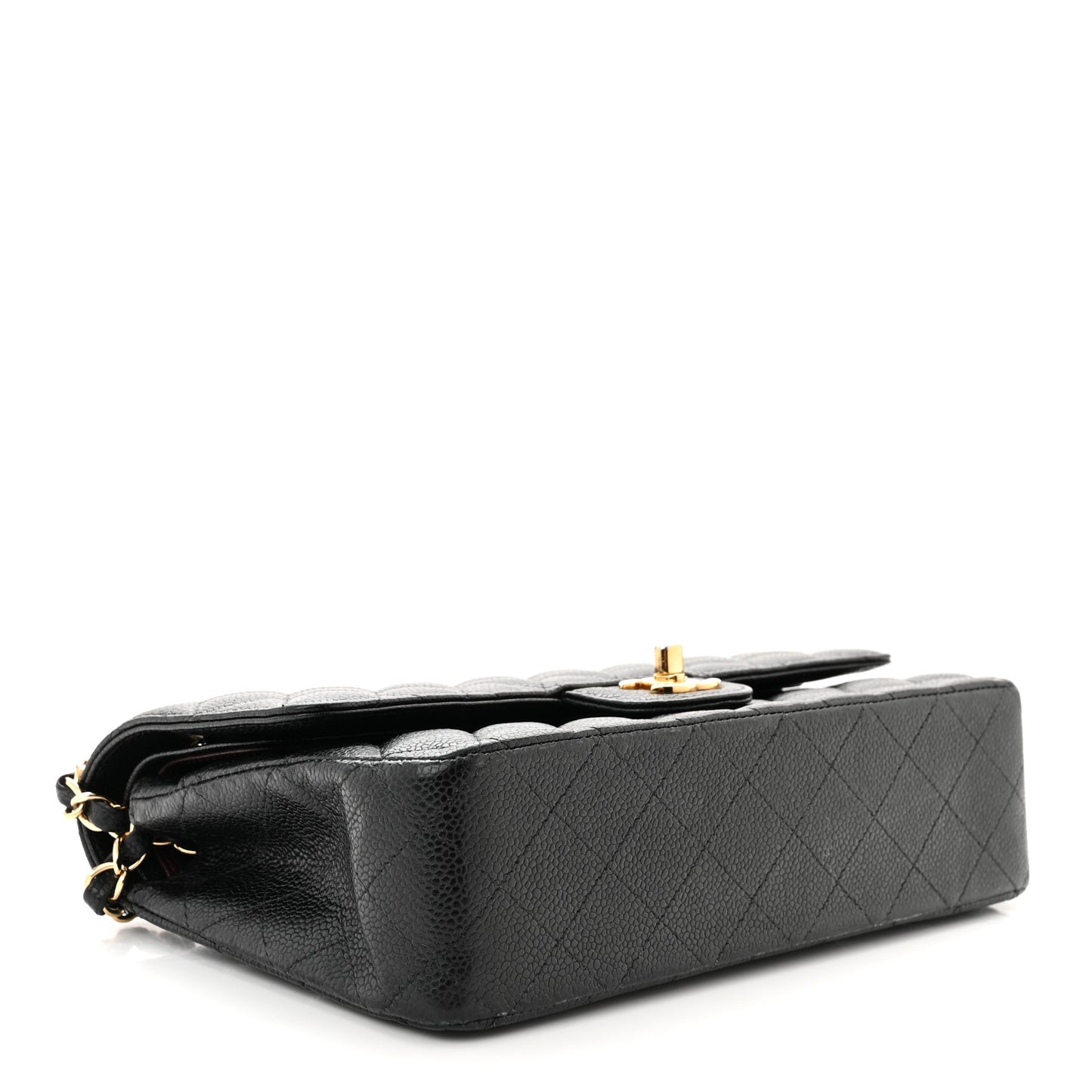 Caviar Quilted Medium Double Flap Black