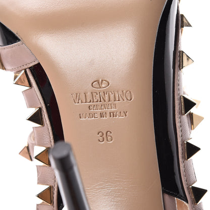 Valentino Garavani Patent Nappa Rockstud Ankle Strap 100mm Pumps 36 Black Poudre 7 of 11