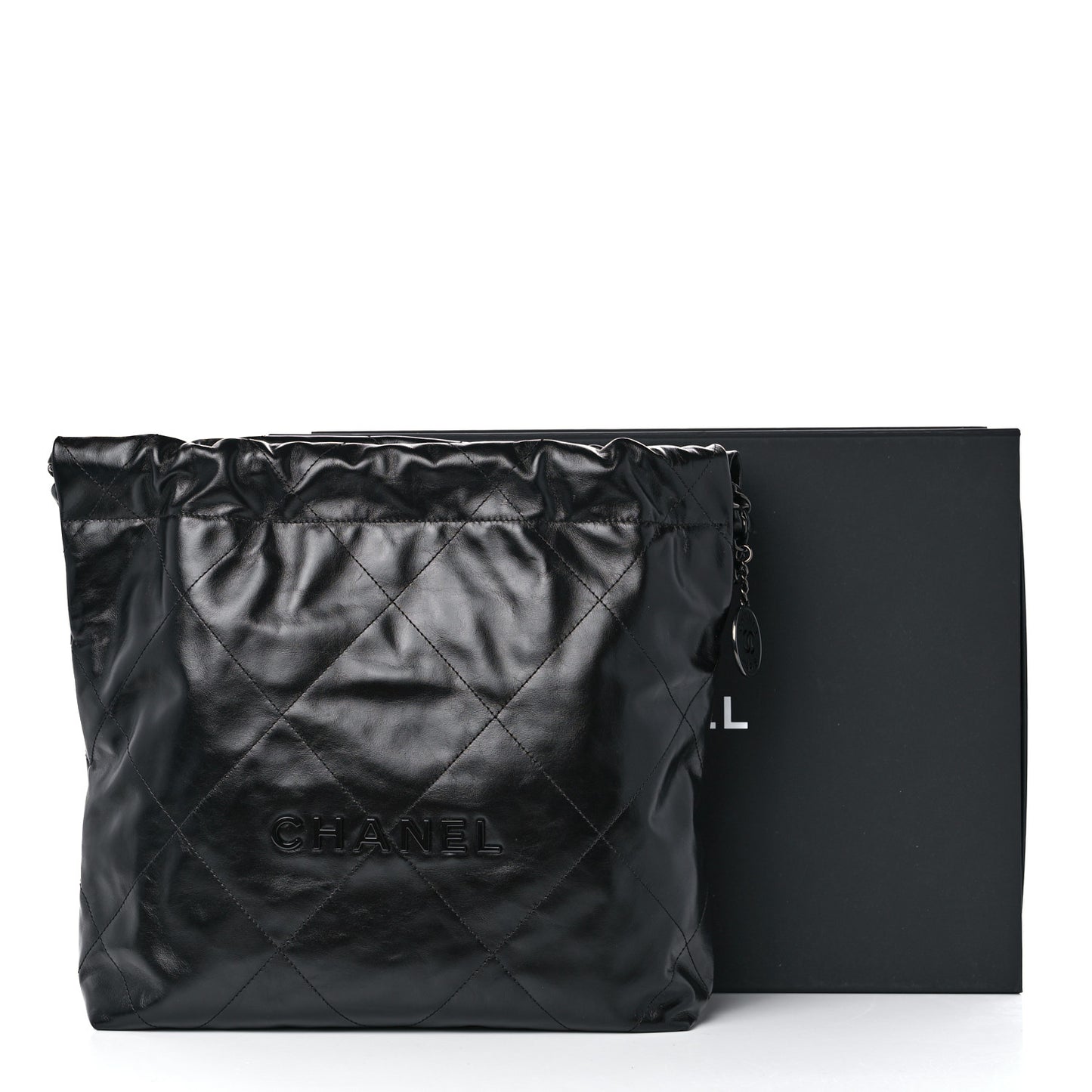 Shiny Calfskin Quilted Small Chanel 22 So Black