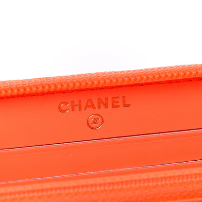 Chanel Patent Quilted Small Boy Zip Around Wallet Orange 6 of 11