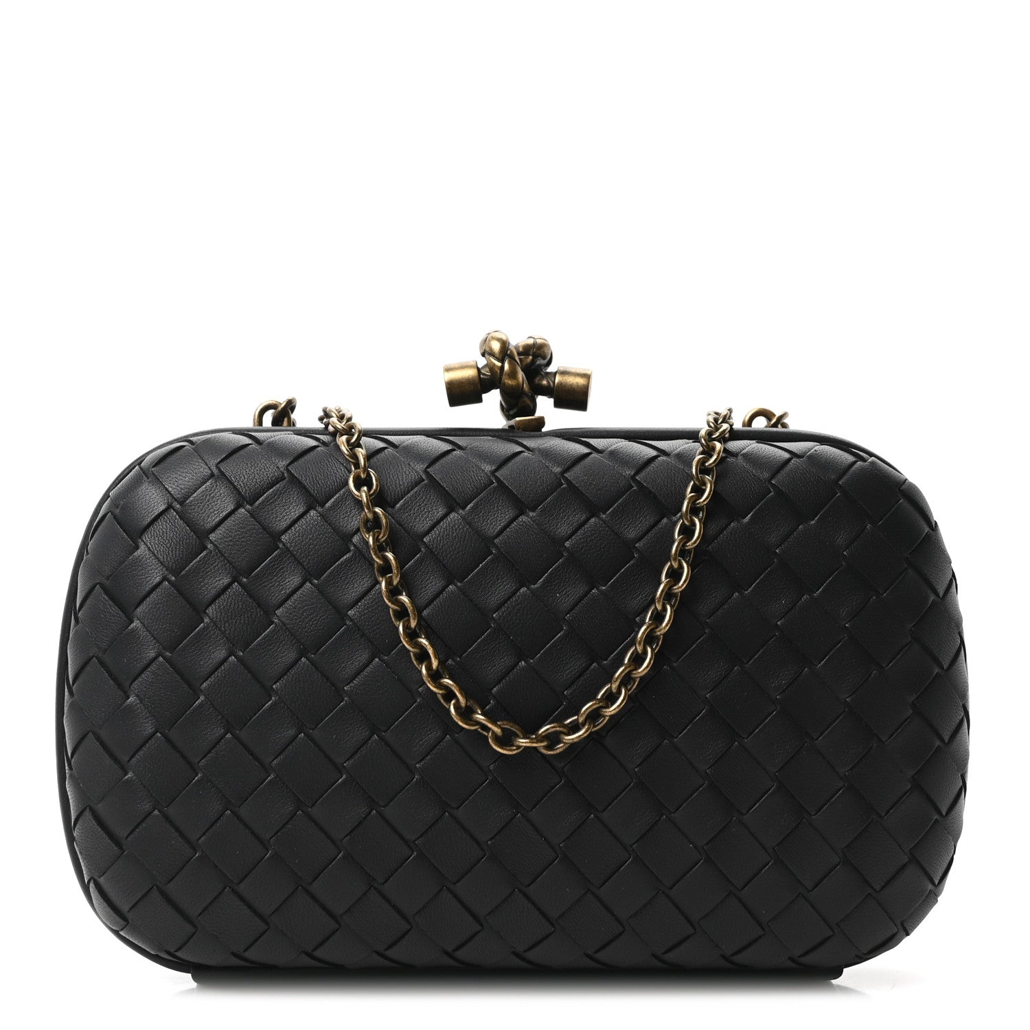 Bottega Veneta Nappa Intrecciato Chain Knot Clutch Black 1 of 9