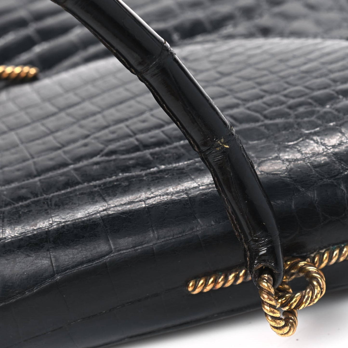 Shiny Crocodile Sac Cordeliere Black