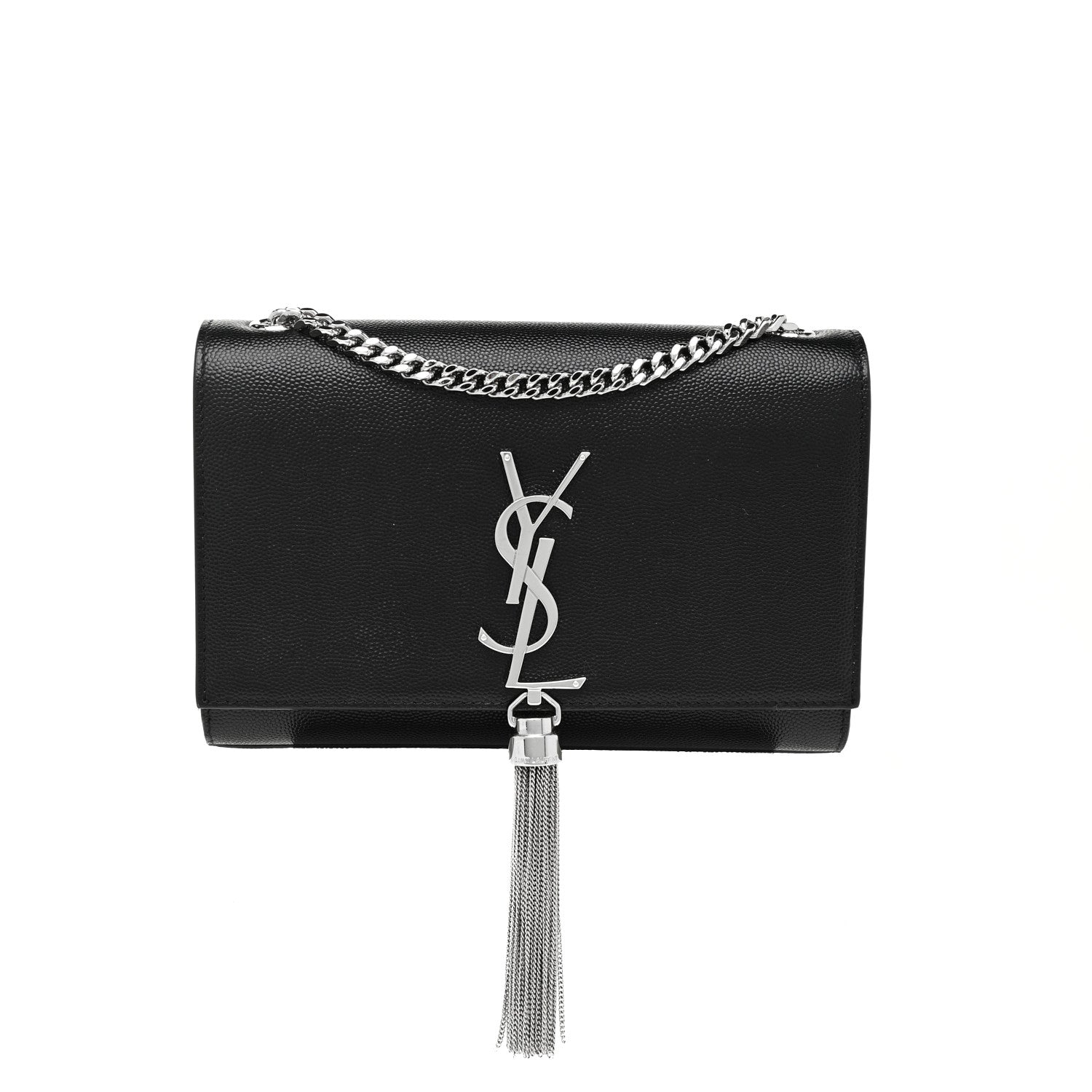 Saint Laurent Grain De Poudre Small Classic Monogram Kate Tassel Satchel Black 1 of 11
