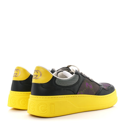Gucci Calfskin Mesh GG Monogram Mens Chunky Sneakers 10 Black Purple 4 of 9