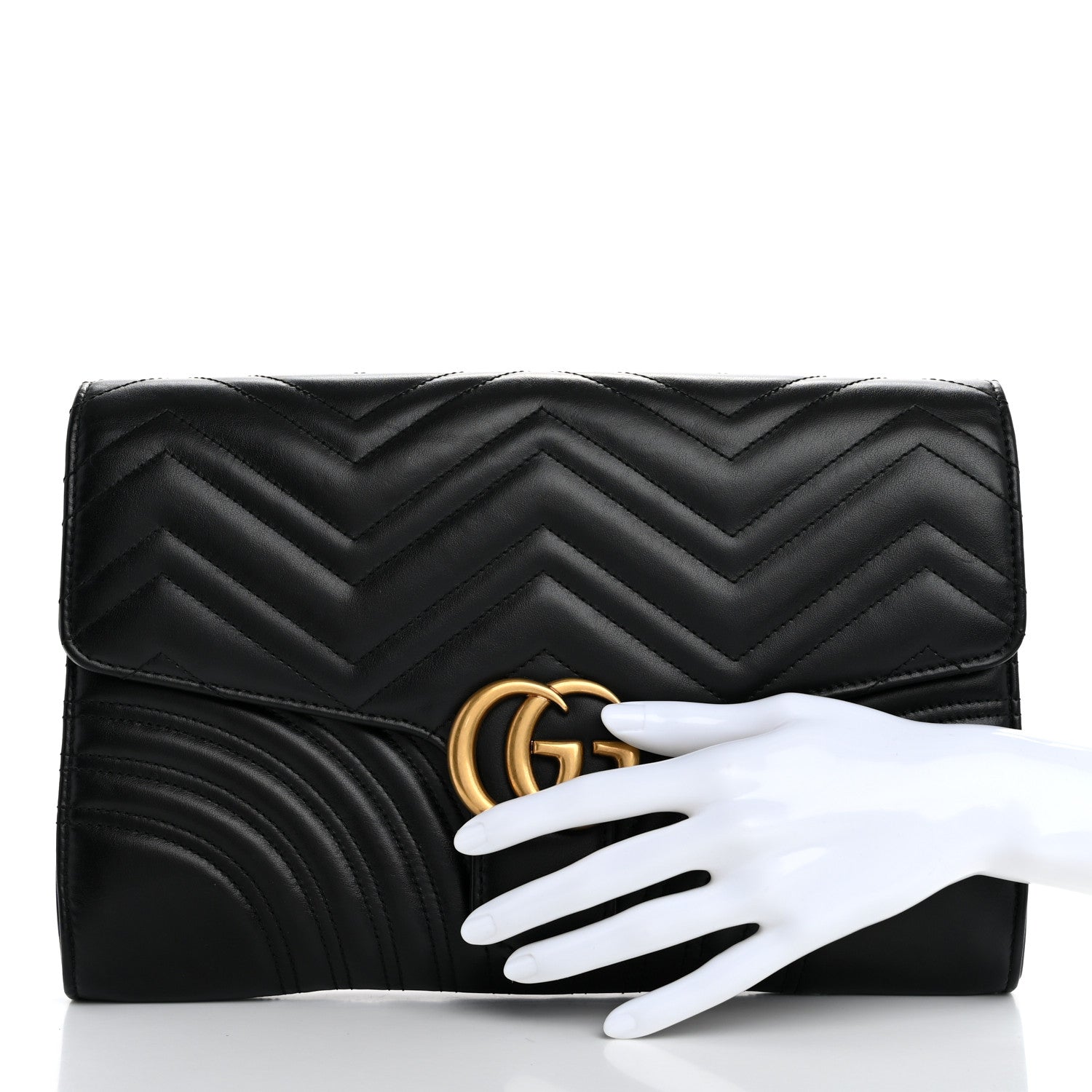 Gucci Calfskin Matelasse GG Marmont Clutch Black 2 of 8