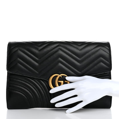 Gucci Calfskin Matelasse GG Marmont Clutch Black 2 of 8