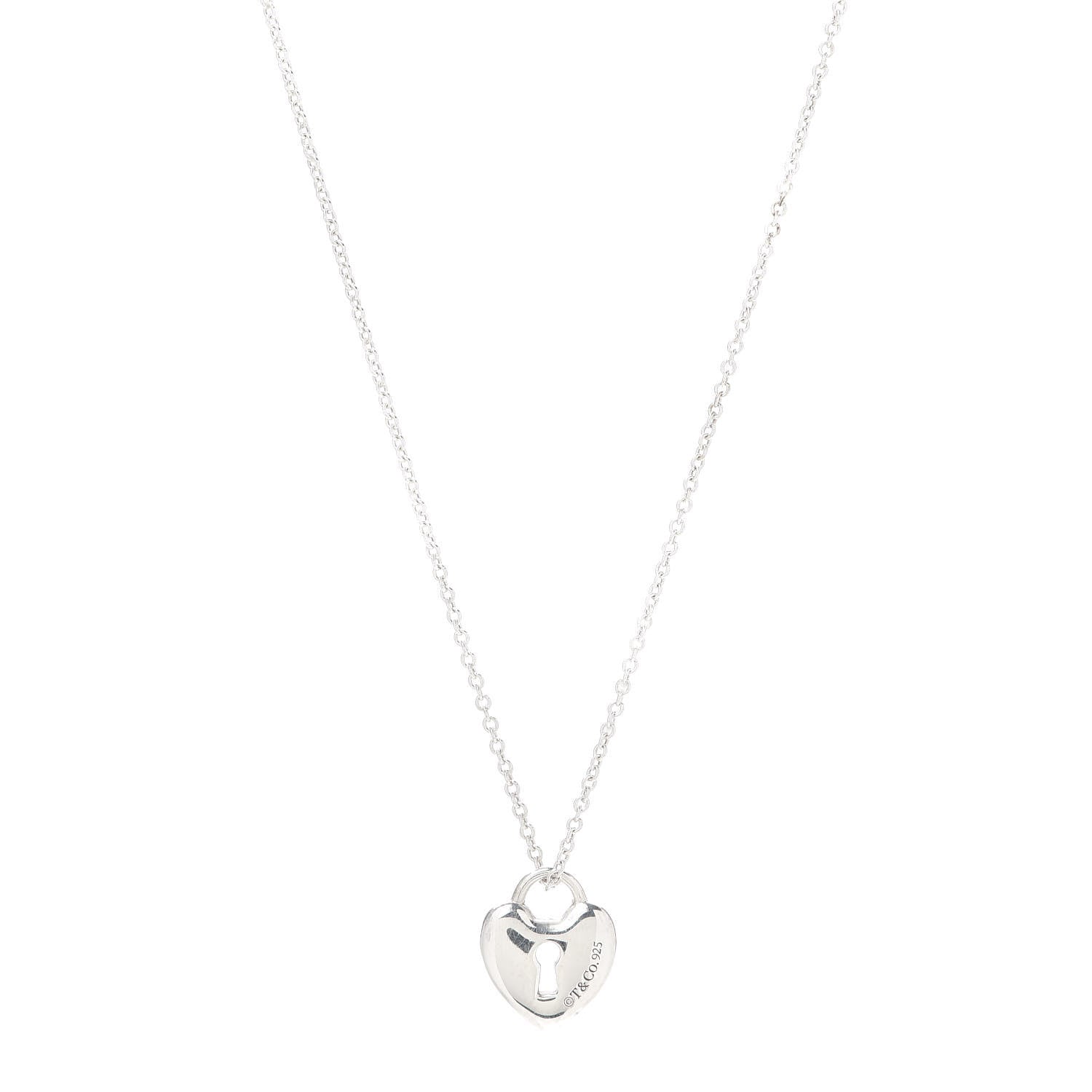 Tiffany Sterling Silver Heart Lock Pendant Necklace 1 of 6