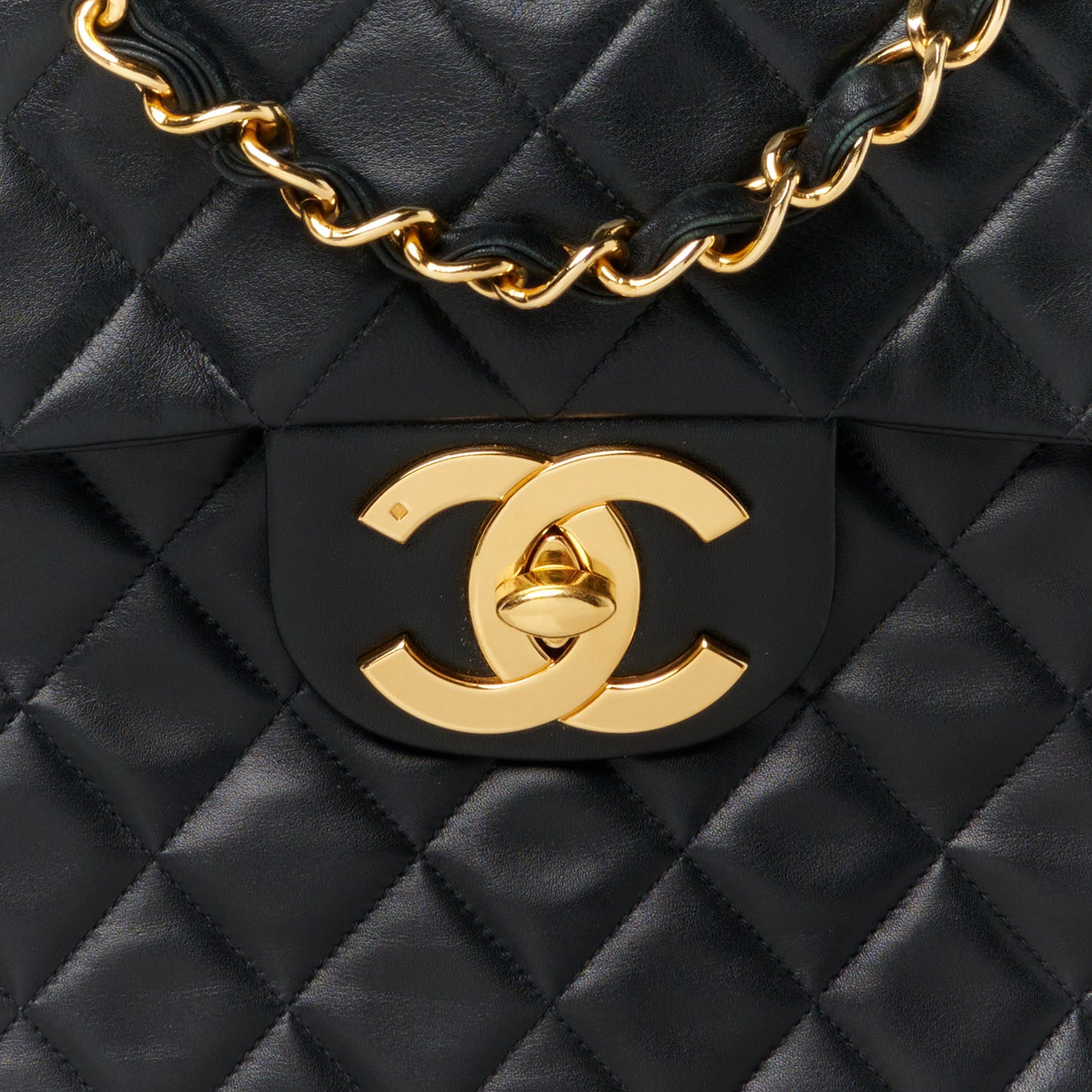 Lambskin Quilted XL Jumbo Single Flap Black