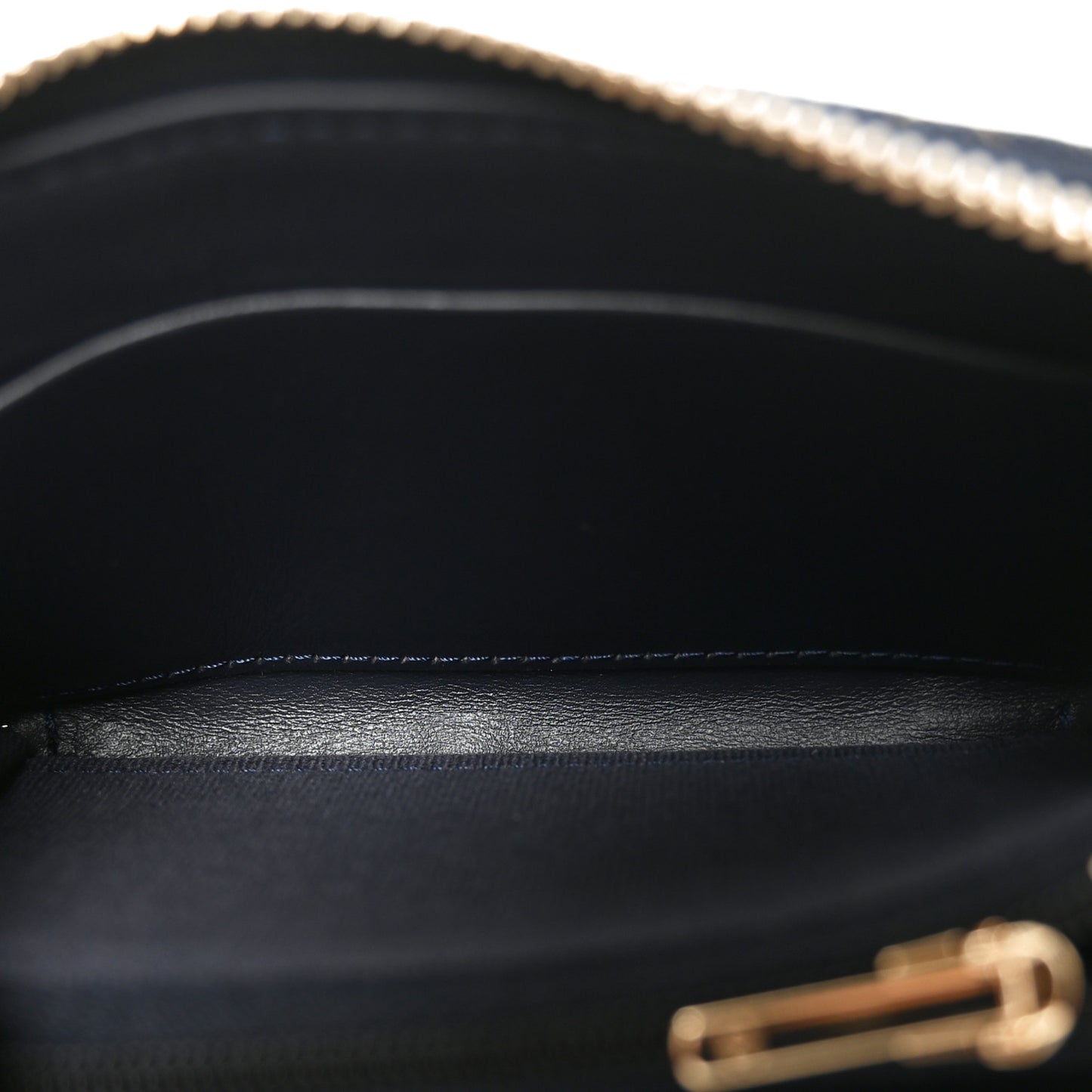 Denim Quilted Zip Coin Purse Dark Blue Orange