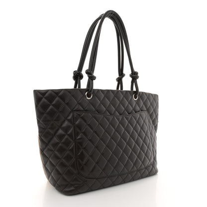 Chanel Calfskin Quilted Large Cambon Tote Brown Beige 2 of 12