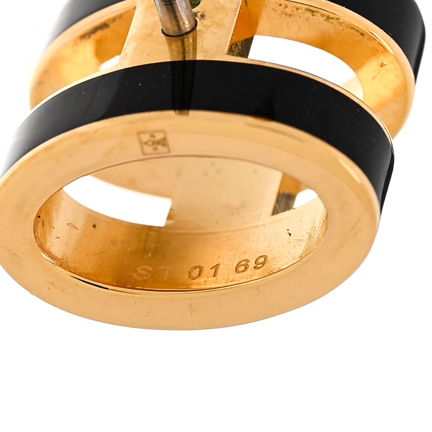 Hermes Gold Lacquered Mini Pop H Earrings Black 4 of 6