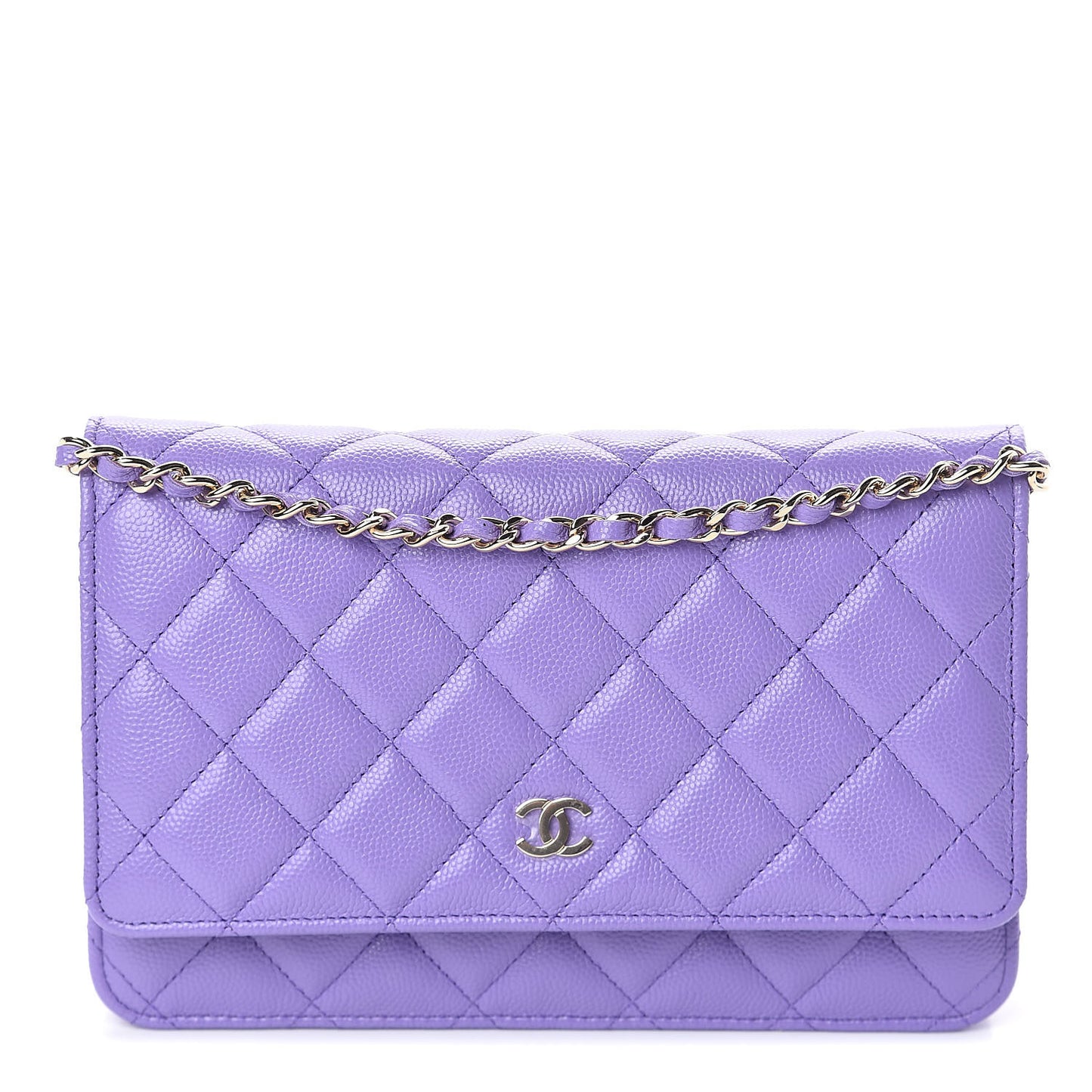 Caviar Quilted Wallet On Chain WOC Purple