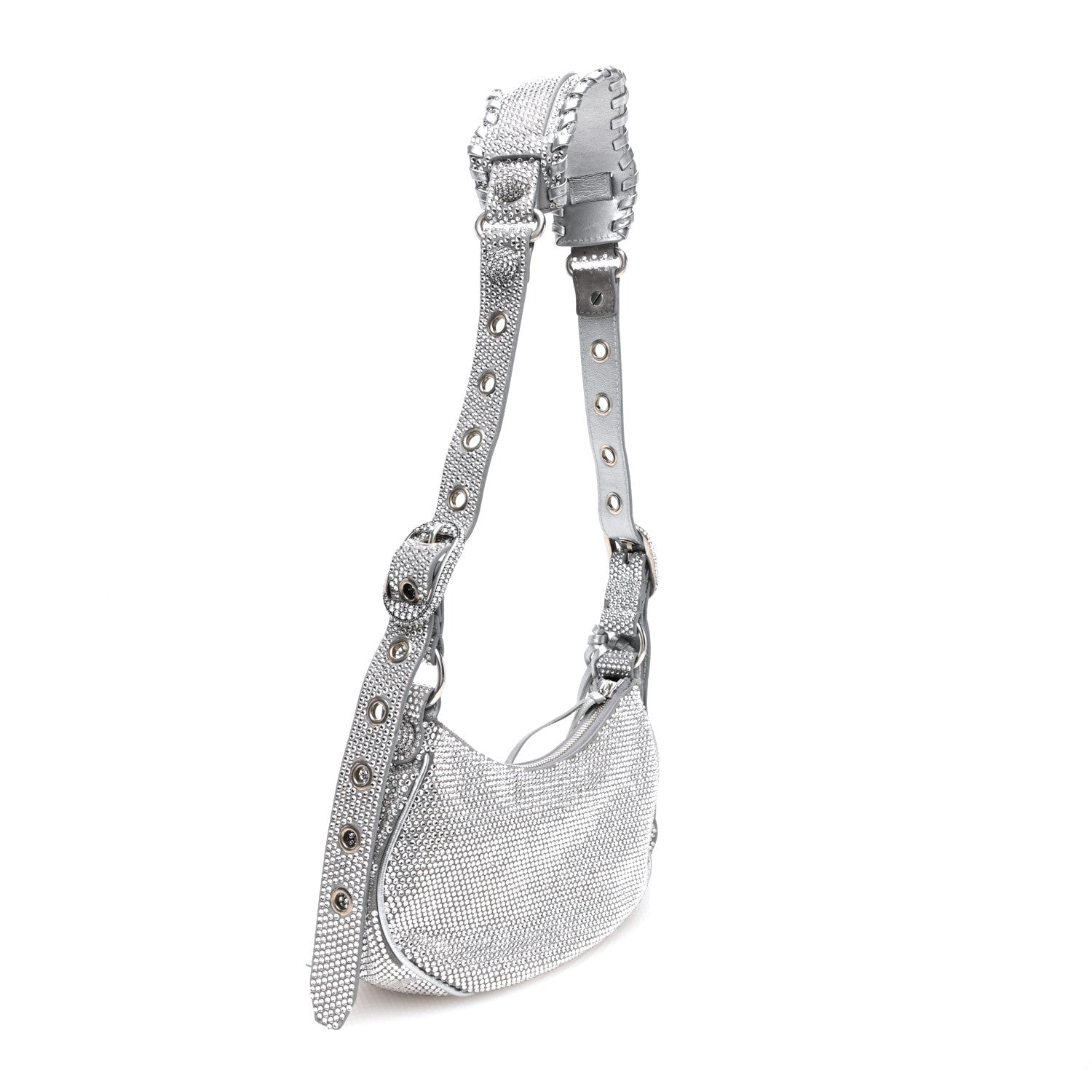 Balenciaga Rhinestone Encrusted Le Cagole Shoulder Bag XS Silver 4 of 10