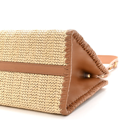 Prada Raffia City Calfskin Whipstitch Medium Paradigme Bag Naturale Caramel 13 of 22