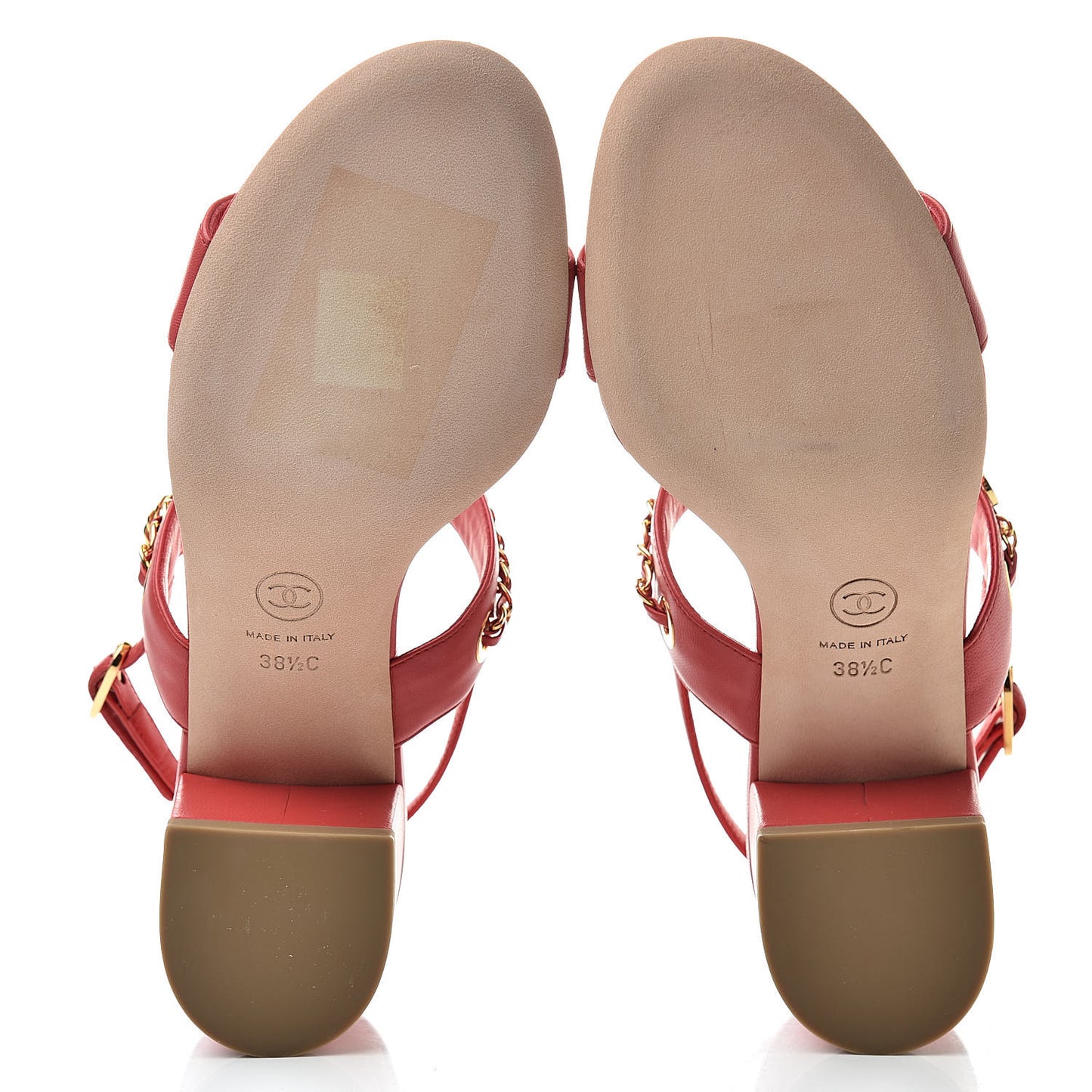 Lambskin Chain Clover Sandals 38.5 Red