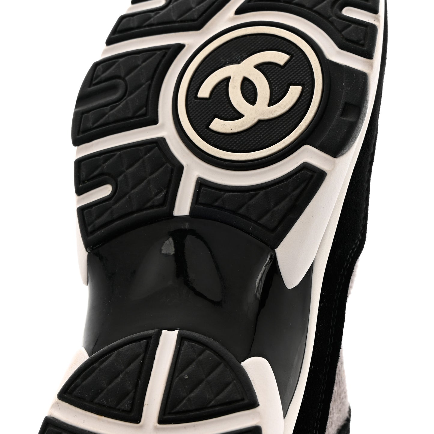 Fabric Suede Calfskin CC Sneakers 40 Grey Black