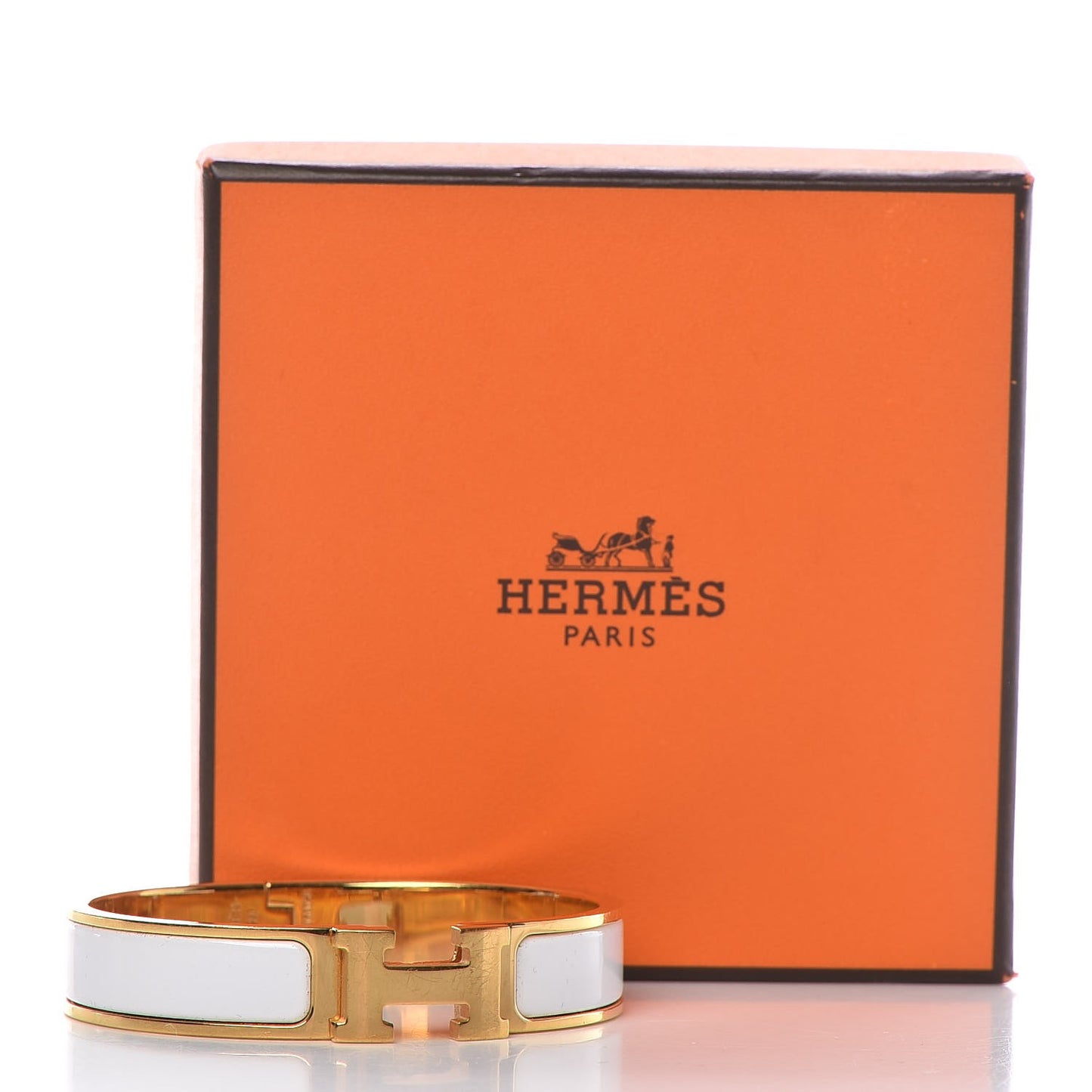 Enamel Narrow Clic Clac H Bracelet PM White