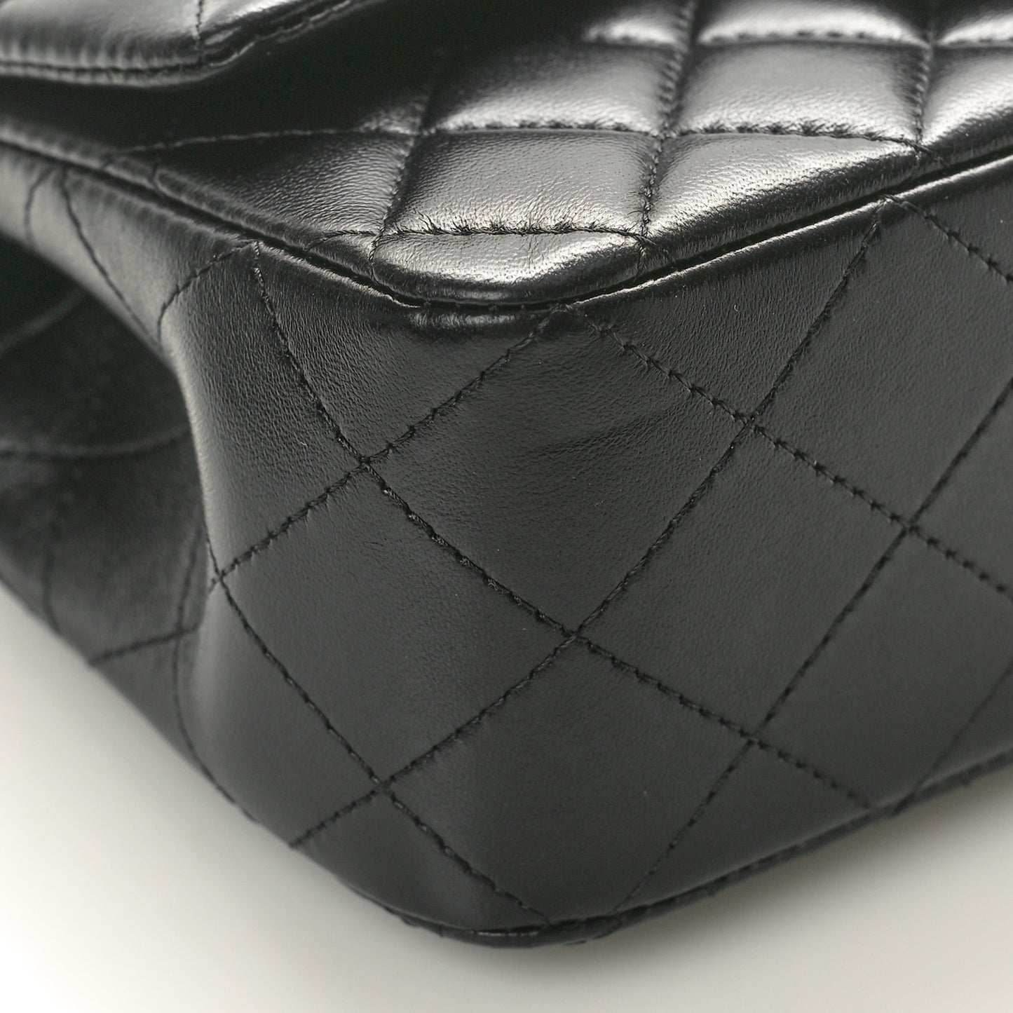 Lambskin Quilted Mini Top Handle Rectangular Flap Black
